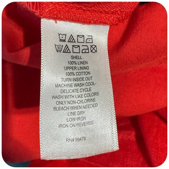 Cynthia Rowley Red 100% Linen Sleeveless Cropped Leg Jumpsuit Women's Size 4 - Picture 6 of 7